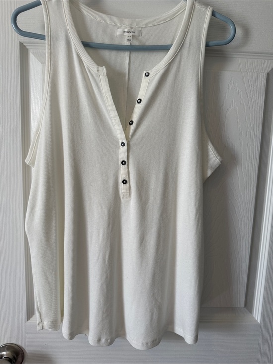 Maurices Tops - Maurices White Sleeveless Henley Tank with Button Placket
